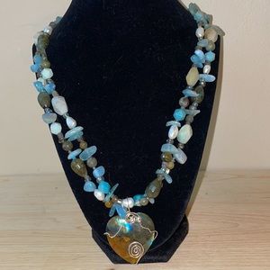 Labradorite Gems Heart Necklace
